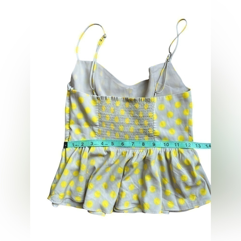 ZARA WOMAN BEIGE With YELLOW POLKA-DOT V-NECK CROP TOP 3067/035/050 size small - Picture 8 of 9